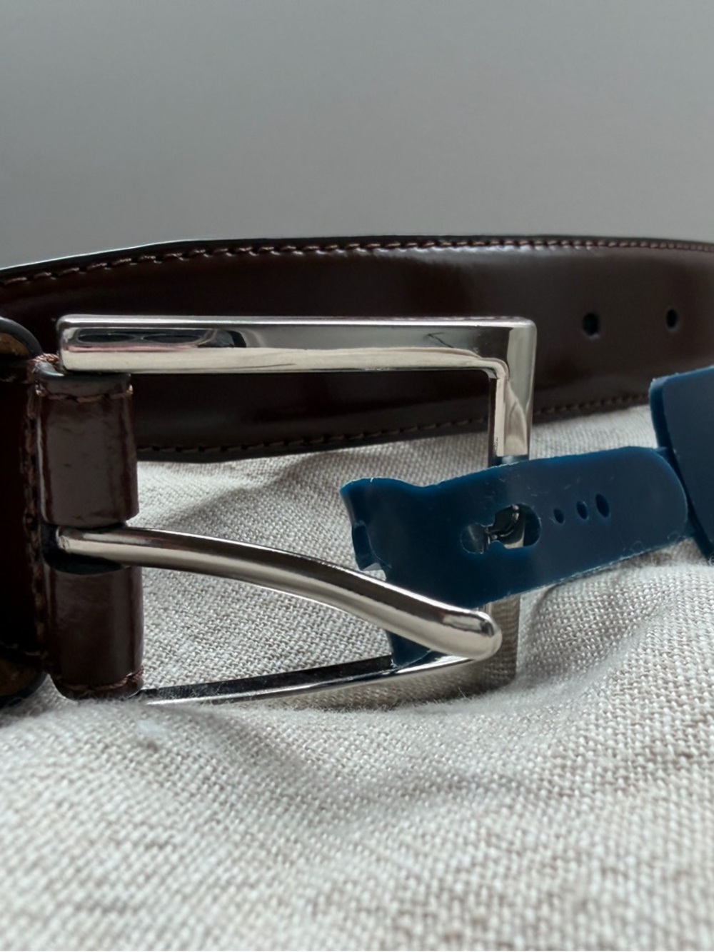 Cole Haan Brown Genuine Leather Dress Belt Men's Size 32 Silver Buckle